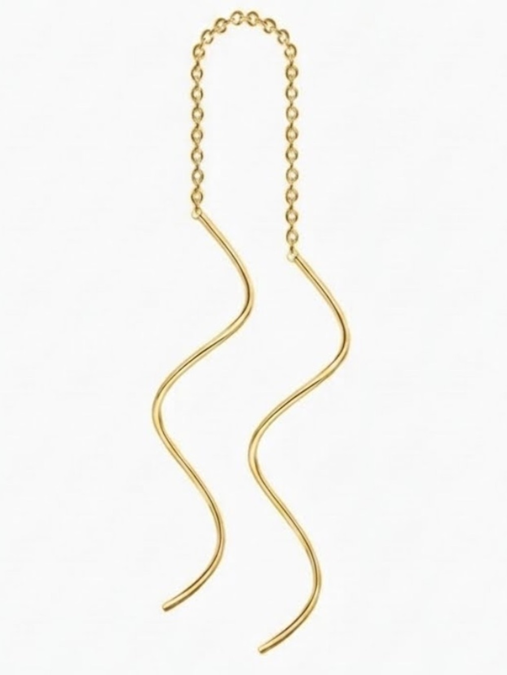 🆕Gold plated 925 Corkscrew/Wave Threader Earrings NIP
